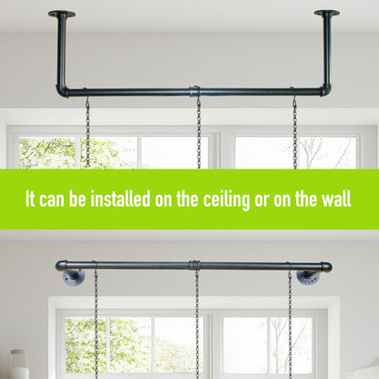 HemePaha Metal Plant Hanger Indoor with 3 Hanging Chains, 38.2 Inch Black Hanging Planters Rod for Indoor Plants, Wall Hanging Plant Holder for Window, Ceiling (Hanging Planters Not Included)