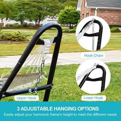 Universal 2 Person Hammock Stand, Heavy Duty Steel Hammock Stand 550 lbs Capacity, Fits 9 to 14 Foot Hammocks for Outdoor Indoor Adjustable Portable Hammock Stand with Chain, Hook, and Carrying Bag