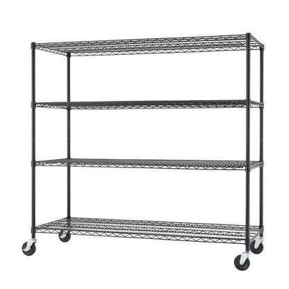 Trinity Basics 4-Tier Adjustable Wire Shelving with Wheels for Kitchen Organization, Garage Storage, Laundry Room, NSF Certified, 600 to 1800 Pound Capacity, 60” by 24” by 54”, Black