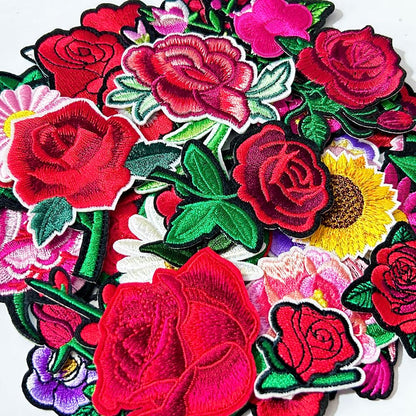 30pcs/1 Box Cuncuny Assorted Flower Cuncuny Kids Girls Patch Sewing on/Iron on Patch Applique DIY Craft Embroidered Applique Patches (Assorted Flowers)