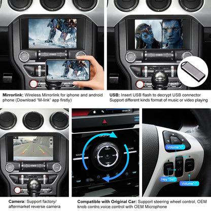 Road Top Wireless CarPlay Android Auto Retrofit Kit for Ford Sync 2 (2013–2015) with 8" Factory Screen, CarPlay Interface Decoder for F150 Explorer Escape Focus Edge Expedition Fiesta Flex