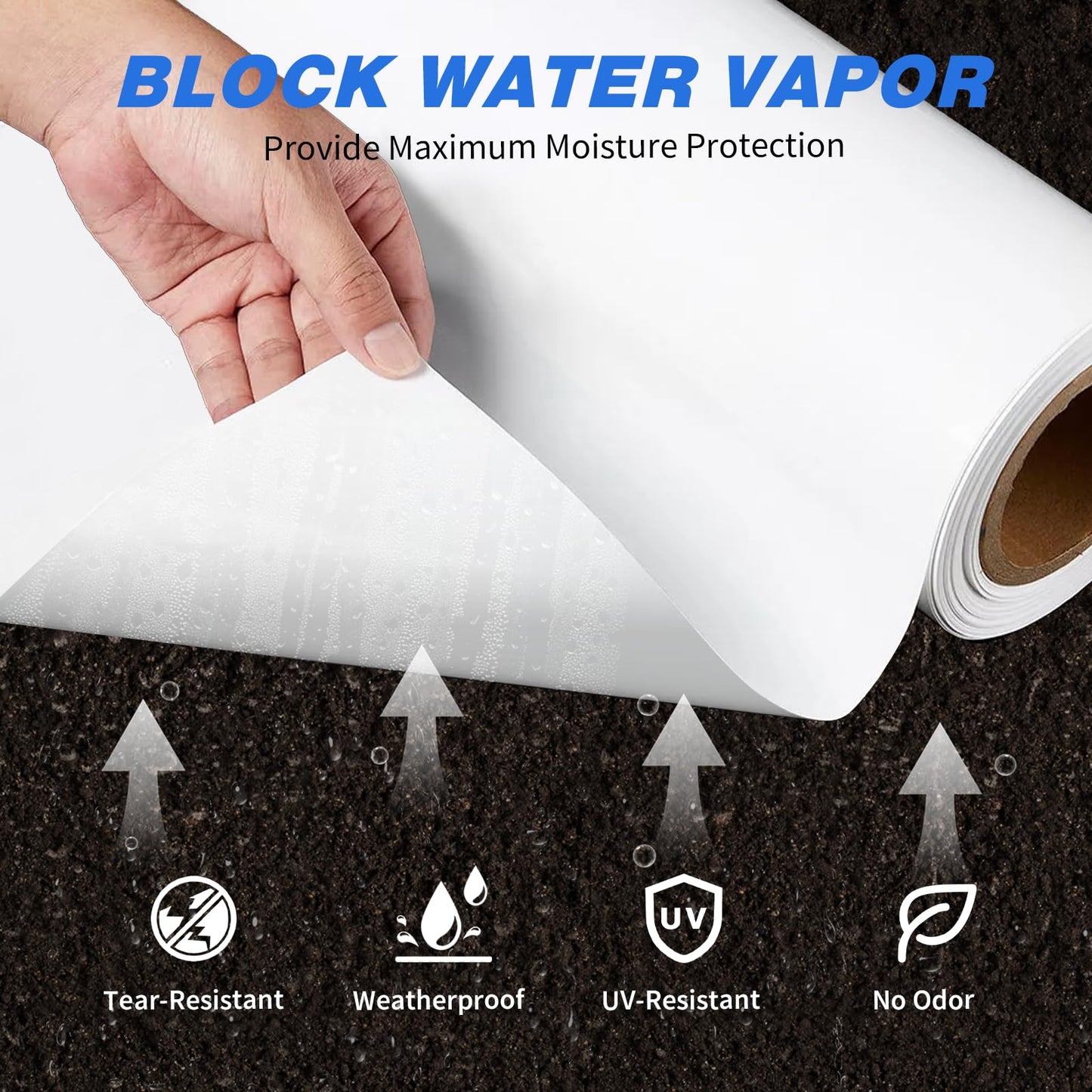 Crawldryer White Plastic Sheeting, 20 Mil 10' x 120', Crawl Space Vapor Barrier, White Vapor Barrier, Plastic Sheeting Heavy Duty, Polyethylene Plastic Rolls for Garden, Crawlspace, Basement, White
