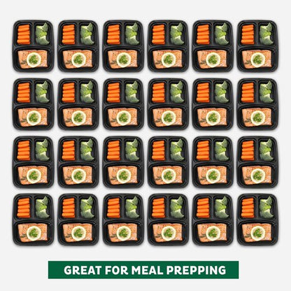 Freshware Meal Prep Containers - 150 Pack | 3-Compartment Bento Boxes, BPA-Free, Stackable, 24 oz