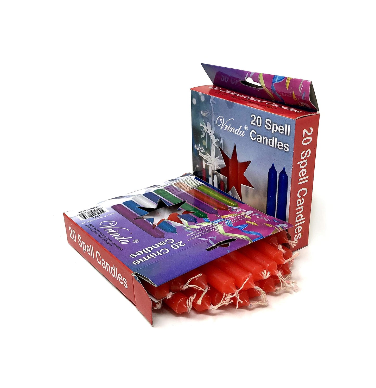 Vrinda® Set of 20-4" Mini Chime Ritual Spell Unscented Taper Candles – Ideal for Chime/Altar/Spell Work (Red)