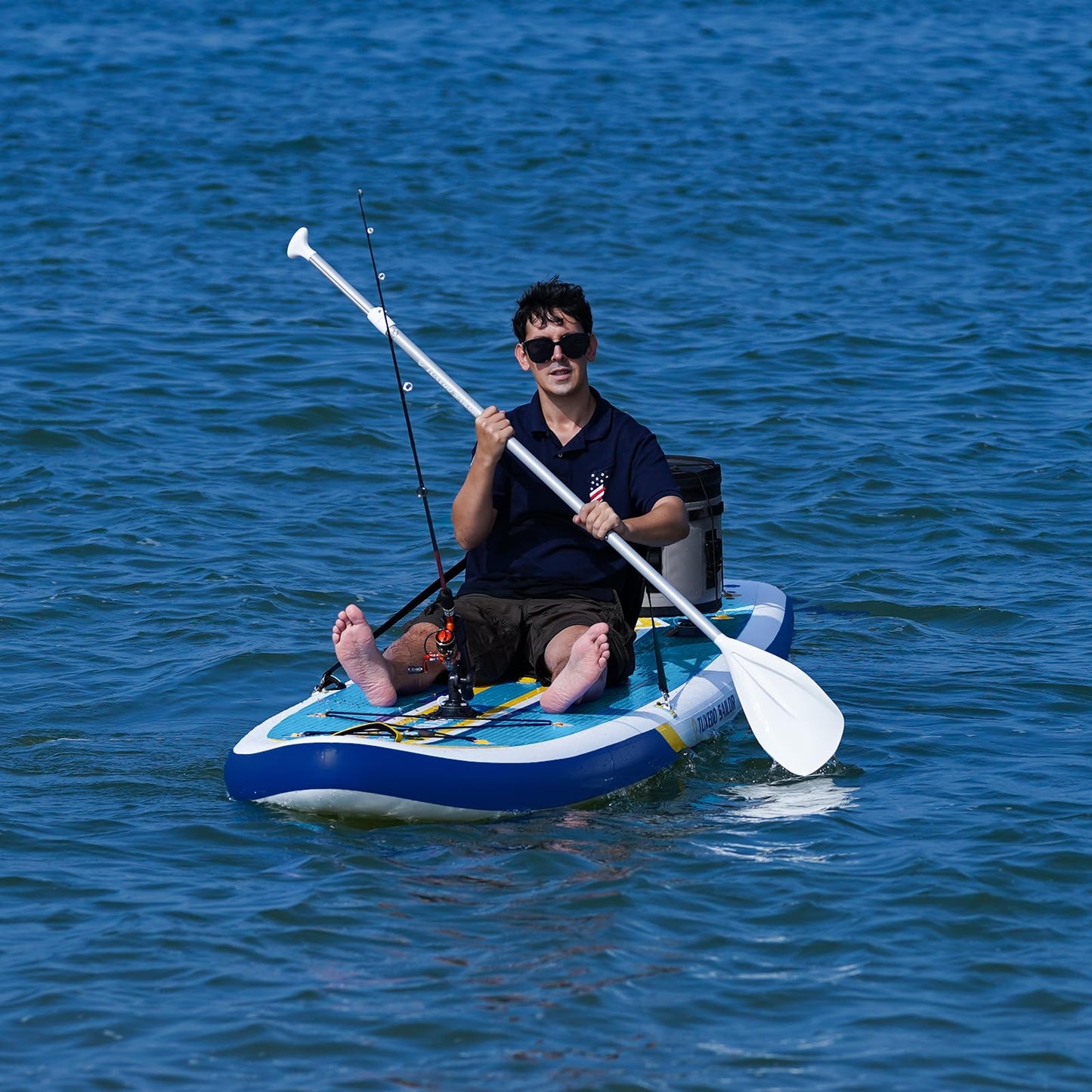 Tuxedo Sailor Large Size Inflatable Fishing Kayak 12'×34"×6" Ultra-Light Paddle Board, Stand Up Paddle Board Complete Accessories, Fishing Support Bases, Kayak Seat etc