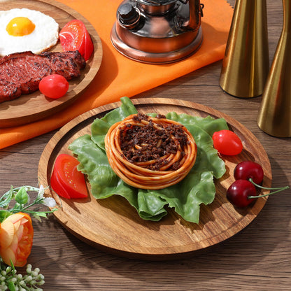 Rtteri 12 Pcs Acacia Wood Dinner Plates Round Wood Dishes Wooden Charger Serving Tray Easy Cleaning Lightweight Unbreakable Classic Plate for Snack Dessert Housewarming Gift(0.98 Inches)