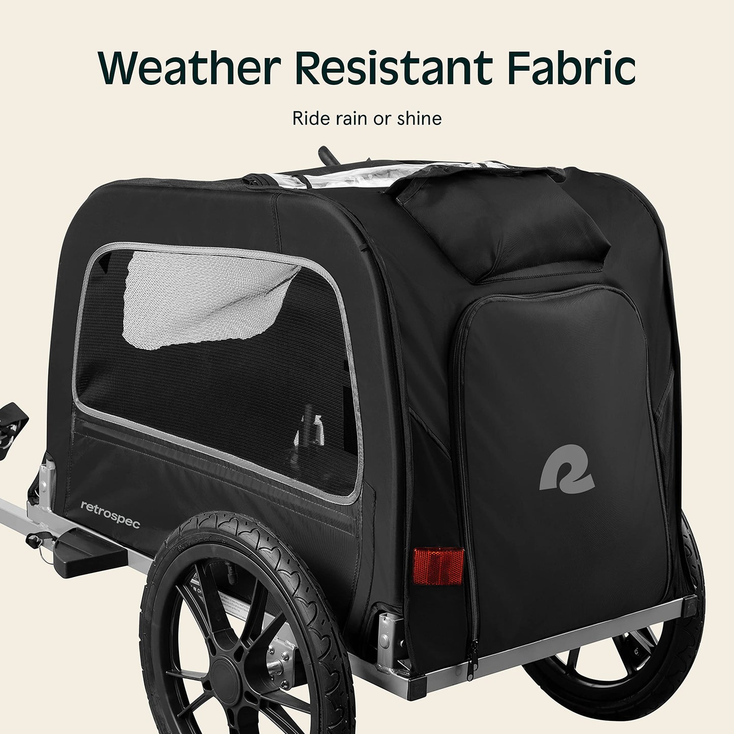 Retrospec Rover Hauler Pet Bike Trailer - Small & Medium Sized Dogs Bicycle Carrier - Foldable Frame with 16 Inch Wheels - Non-Slip Floor & Internal Leash - Black, One Size