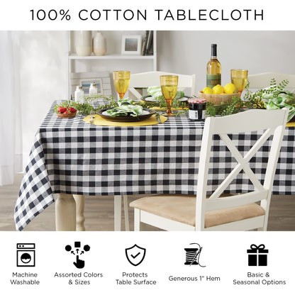 DII 100% Cotton, Machine Washable, Everyday Damask Kitchen Tablecloth for Dinner Parties, Summer & Outdoor Picnics - 60x84 Seats 6 to 8 People, Tango Red