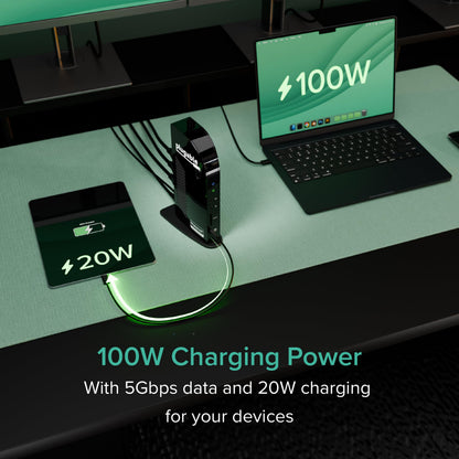 Plugable USB-C Triple Monitor Docking Station: 13-in-1 Laptop Dock with 100W Charging for Mac (DisplayLink Driver Required), Windows, Chrome, 3 HDMI, Gigabit Ethernet, SD, USB-C 20W, 4 USB - UD-ULTCDL