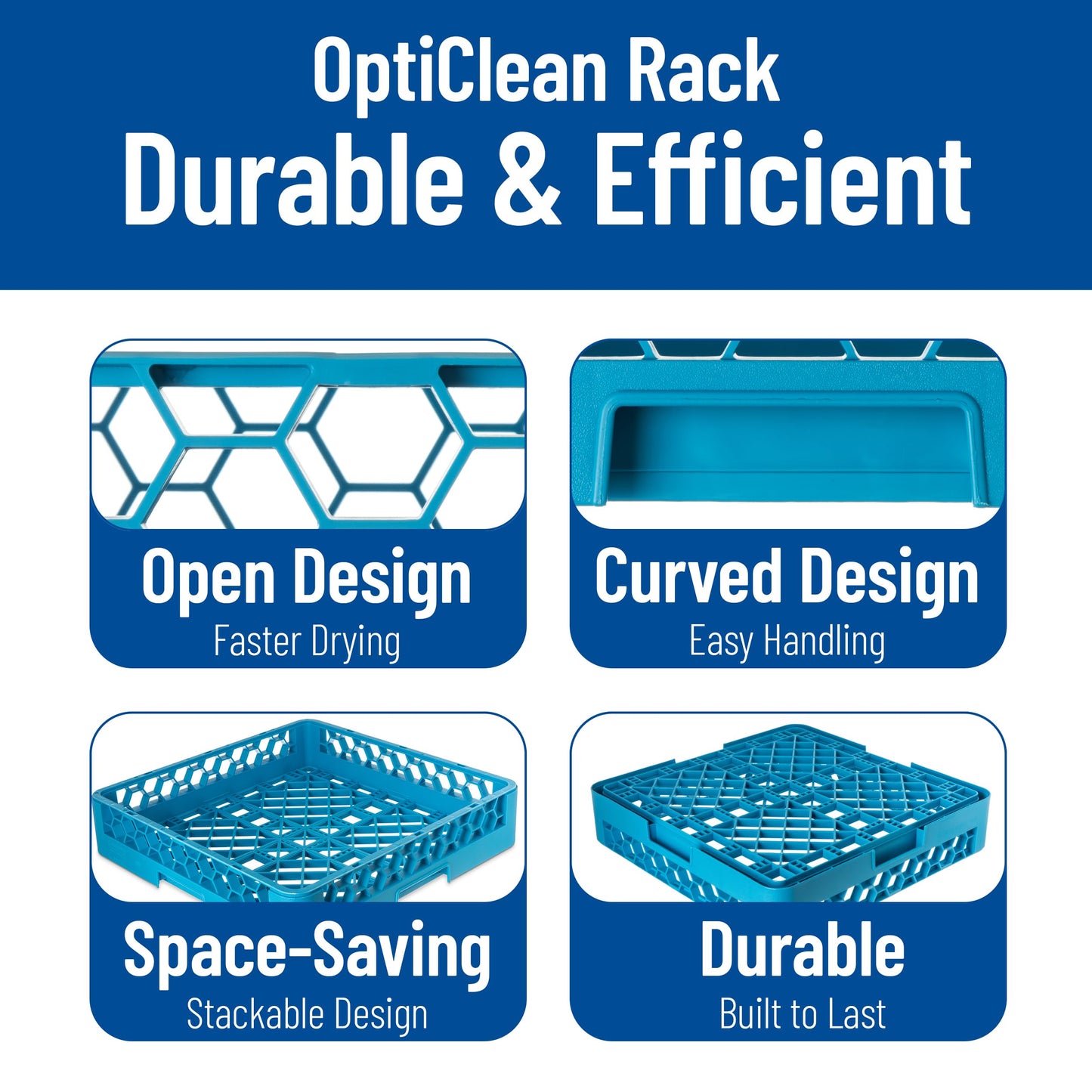 Carlisle FoodService Products RB14 OptiClean Bowl/Open Rack, Blue (Pack of 6)