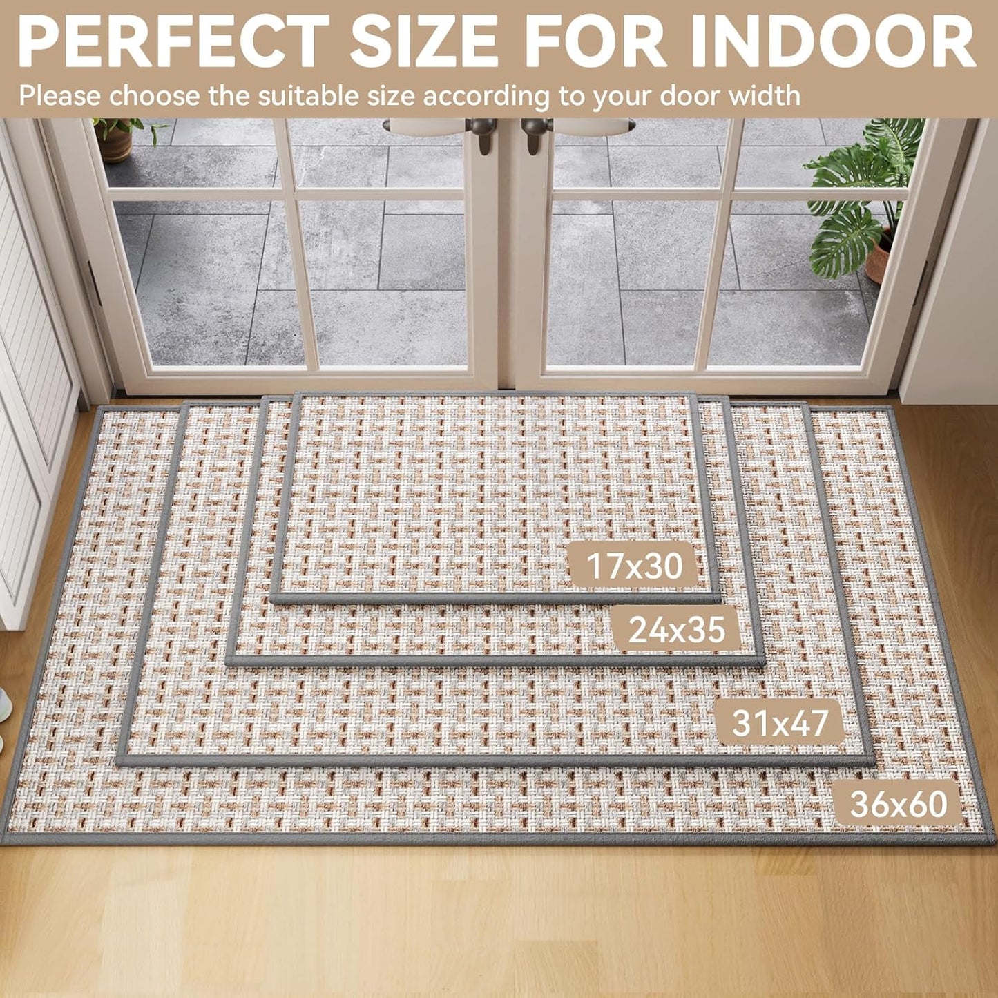 Regine Switzerland Door Mat - 17"x30" Indoor Entrance Mat | Dirt Resistant, Non-Slip, Washable Gray
