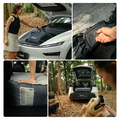 Tesla Model Y FlatCore TPU Backseat Mattress, 7.5" Hybrid Support Car Bed with Built-in Pump, Wedge Design Levels 12° Rear Seat Slope to Flat for Road Trips, Camping, Work Shifts, Naps