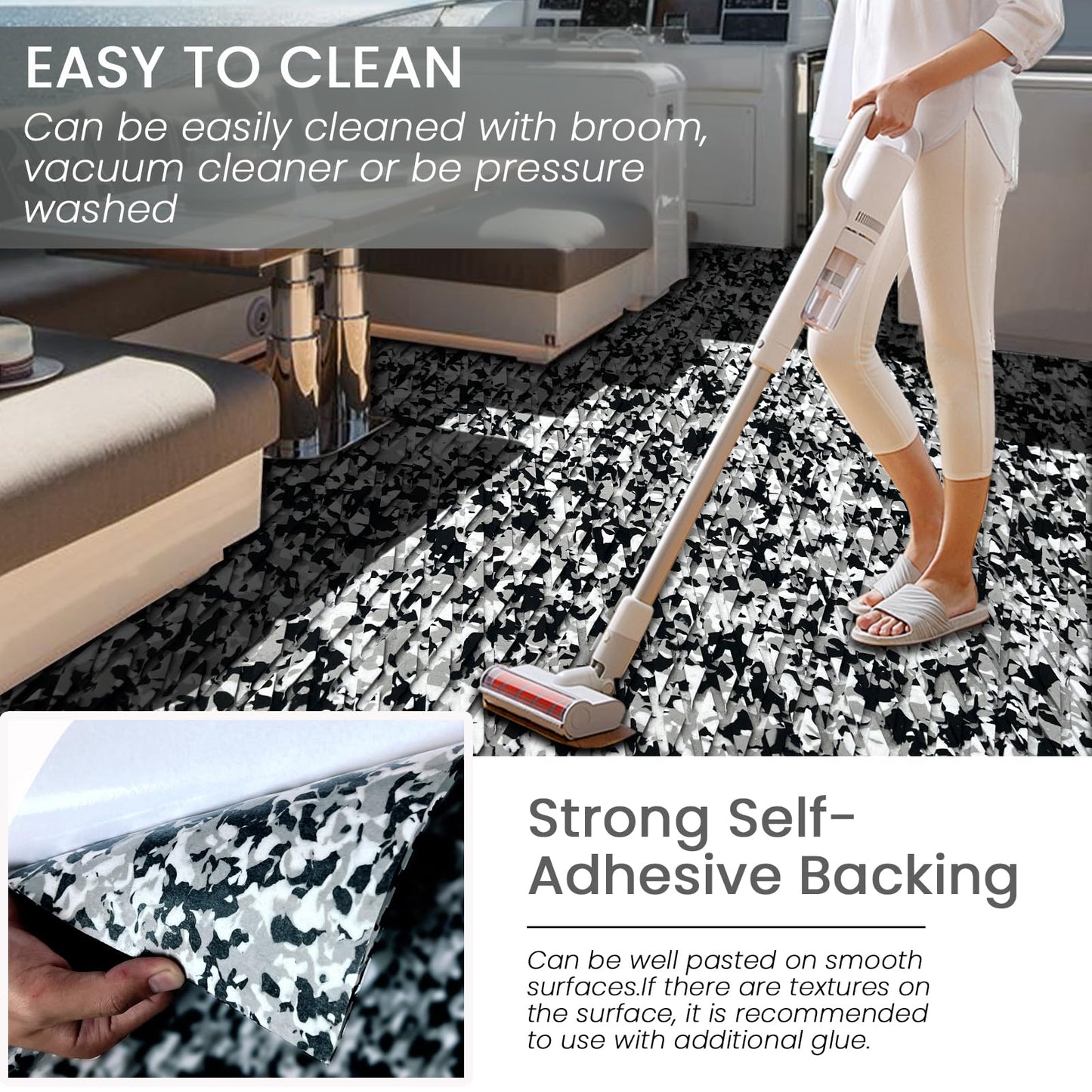 KXKZREN Camo Boat Flooring EVA Foam 47.2"x94.4" Self-Adhesive Camouflage Decking Floor Sheet Marine Traction Pad for Kayak Yacht Motorboat Fishing Boat Cooler Tops