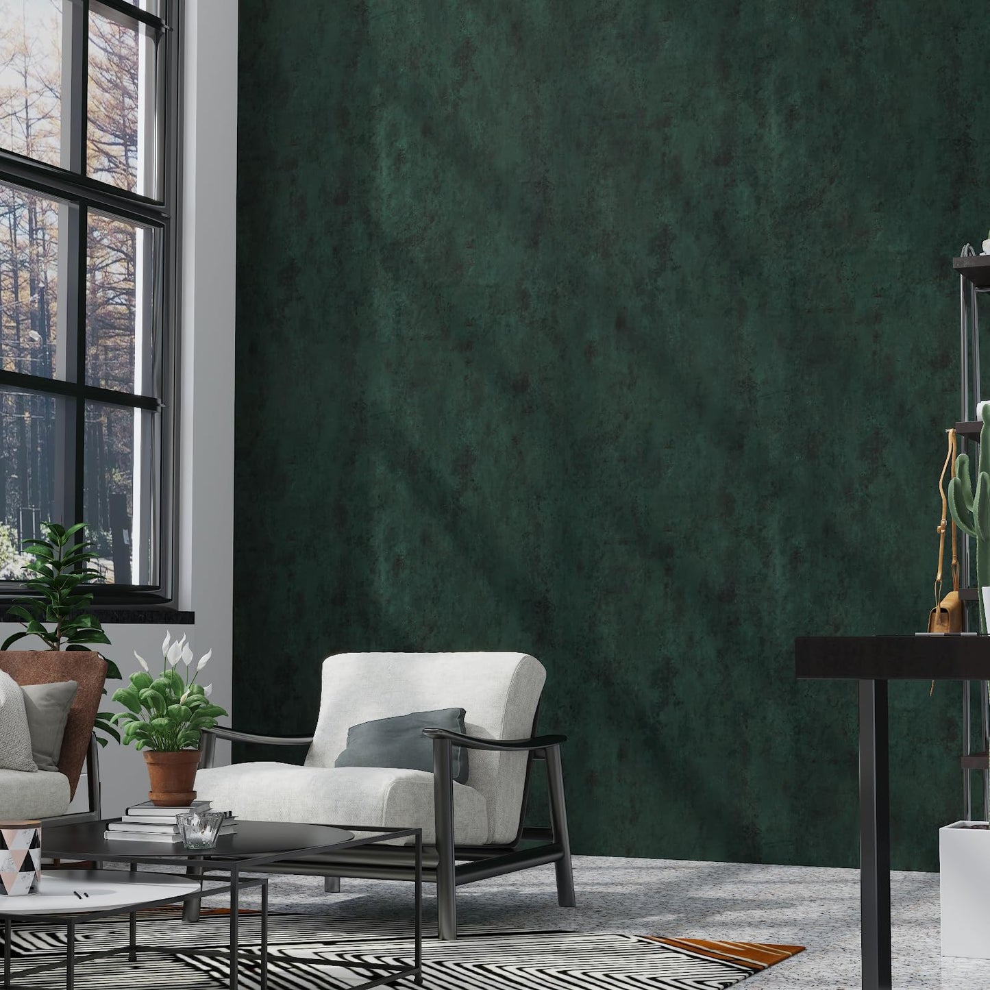 32"x354" Big Wide Dark Green Contact Paper Matte Extra Thick Art Deco Peel and Stick Wallpaper Waterproof Self-Adhesive Removable Pure Green Vinyl Wallpaper 3D Textured for Cabinet Studio Farmhouse