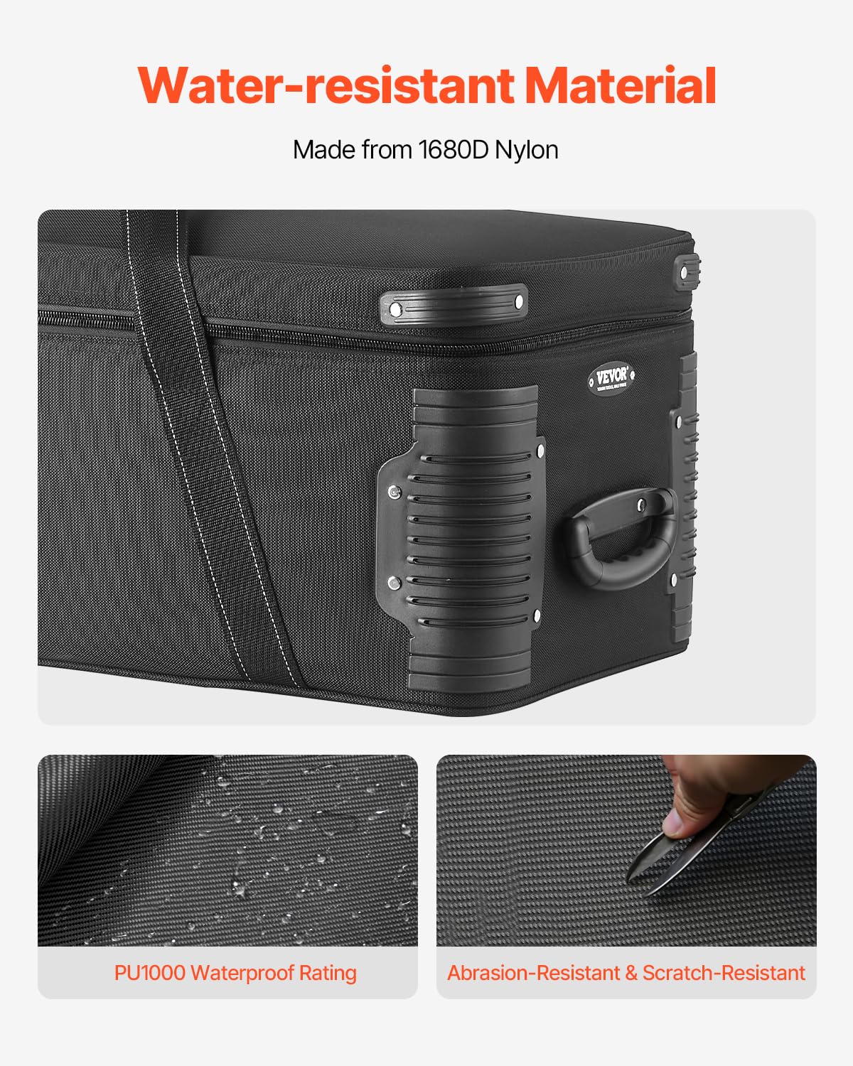 VEVOR Studio Equipment Trolley Case, 39.37 x 14.96 x 12.60 in / 100 x 38 x 32 cm, Rolling Camera Bag, Carrying Bag with Wheels Straps Padded Compartment Handle, for Light Stands, Tripods, Telescopes