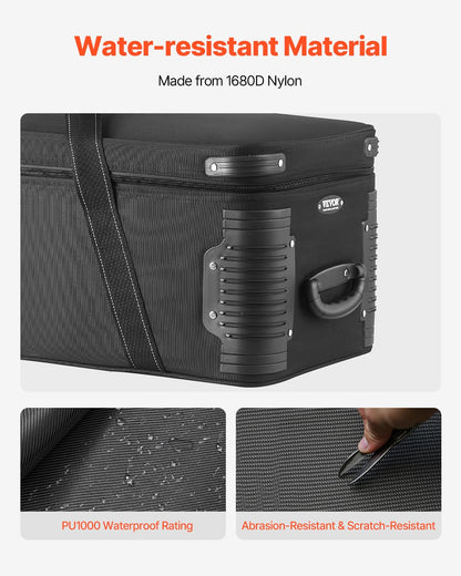 VEVOR Studio Equipment Trolley Case, 39.37 x 14.96 x 12.60 in / 100 x 38 x 32 cm, Rolling Camera Bag, Carrying Bag with Wheels Straps Padded Compartment Handle, for Light Stands, Tripods, Telescopes