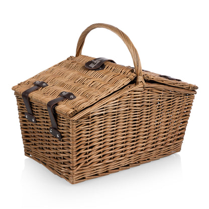 PICNIC TIME Somerset Deluxe Picnic Basket with Picnic Blanket, Soft Cooler and Wine Bag - Picnic Set 2 - Romantic Picnic Wine Basket, (Red & Black Buffalo Plaid Pattern)