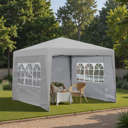 Trygoal 10x10FT Canopy Tent, Outdoor Gazebo Pop up Canopy with 4 Removable Sidewalls & 2 Windows, Patio Camping Shade Canopy with 4 PCS Weight Sand Bag & Carry Bag, Ideal for Parties Events, Grey