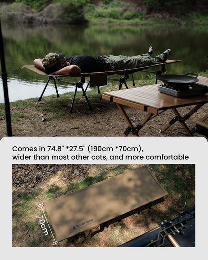 ONETIGRIS SUPRANUBIS Camping Cot, Height Adjustable with Cot Leg Extenders, Strong Support 330lbs, Lightweight Comfortable Folding Bed for Camping, Hiking, Travel, Truck, Beach, Office Nap
