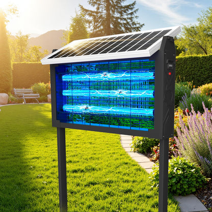 Solar Bug Zapper Outdoor for 3000 sq.ft, Waterproof Mosquito Zapper, Rechargeable Fly Zapper with 3 LED Tube,Cordless Solar Mosquito Killer for Patio Yard Garden Camping with 13W Solar Panel (9023B)