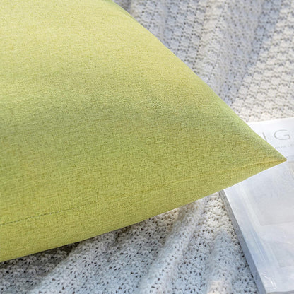 MIULEE Waterproof Outdoor Throw Pillow Covers - Pack of 2 Faux Linen Cushion Cases | 20x12 Inch Moss Green