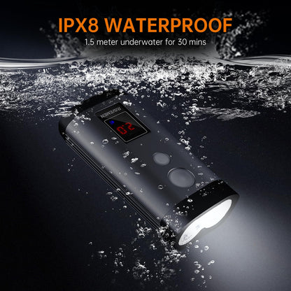RAVEMEN PR2000 Bike Light for Night Riding Mountain Biking, 2000 Lumens Rechargeable Bike Headlight with LED Display, Wireless Remote, Anti-Glare Beam, IPX8 Waterproof