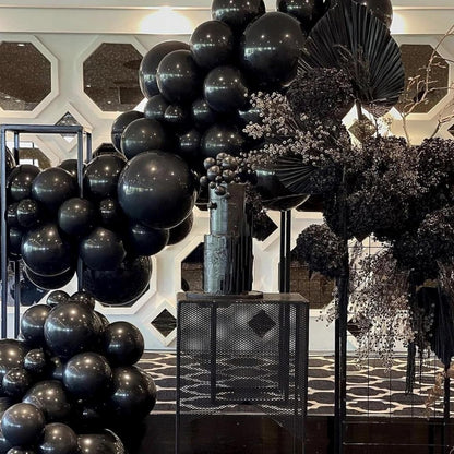 PartyWoo Black Balloons - 127-Piece Matte Latex Balloon Arch Kit for Graduation, Halloween & Birthday Decor | Various Sizes 5-18 Inch