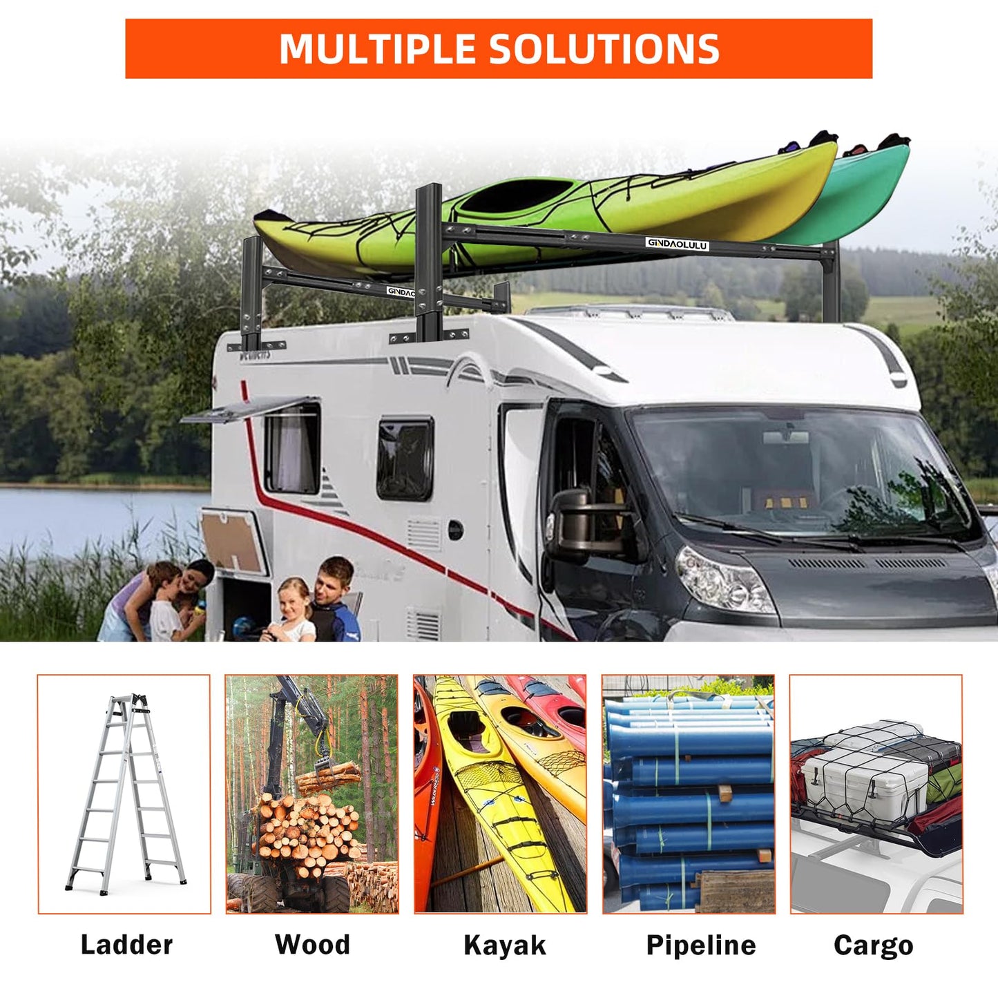 800 lbs Capacity Aluminum Trailer Ladder Rack,Cargo Box Truck Ladder Rack,Adjustable 6FT to 8.2FT Trailer Roof Ladder Rack with 2 Straps for Universal Enclosed Trailers and Open Trailers