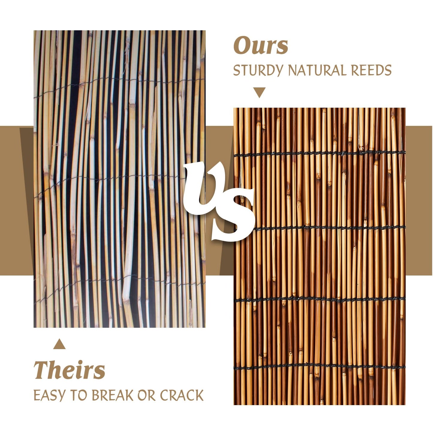 Natural Reed Fencing Rolls,6FT X 16.4FT Reed Screen Curtain Bamboo Fence Covering Privacy for Outdoor Backyard Patio Garden Decorative Fence (Brown)