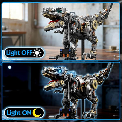 Mechanical Dinosaur Building Block Set with Light Compatible with Lego Dinosaur STEM Tyrannosaurus Model Collection Toys for Home Office Decor for Boys Adults 1268 PCS
