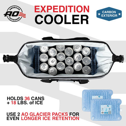 AO Coolers Expedition Carbon Soft Cooler with High-Density Insulation, Silver, 36-Can