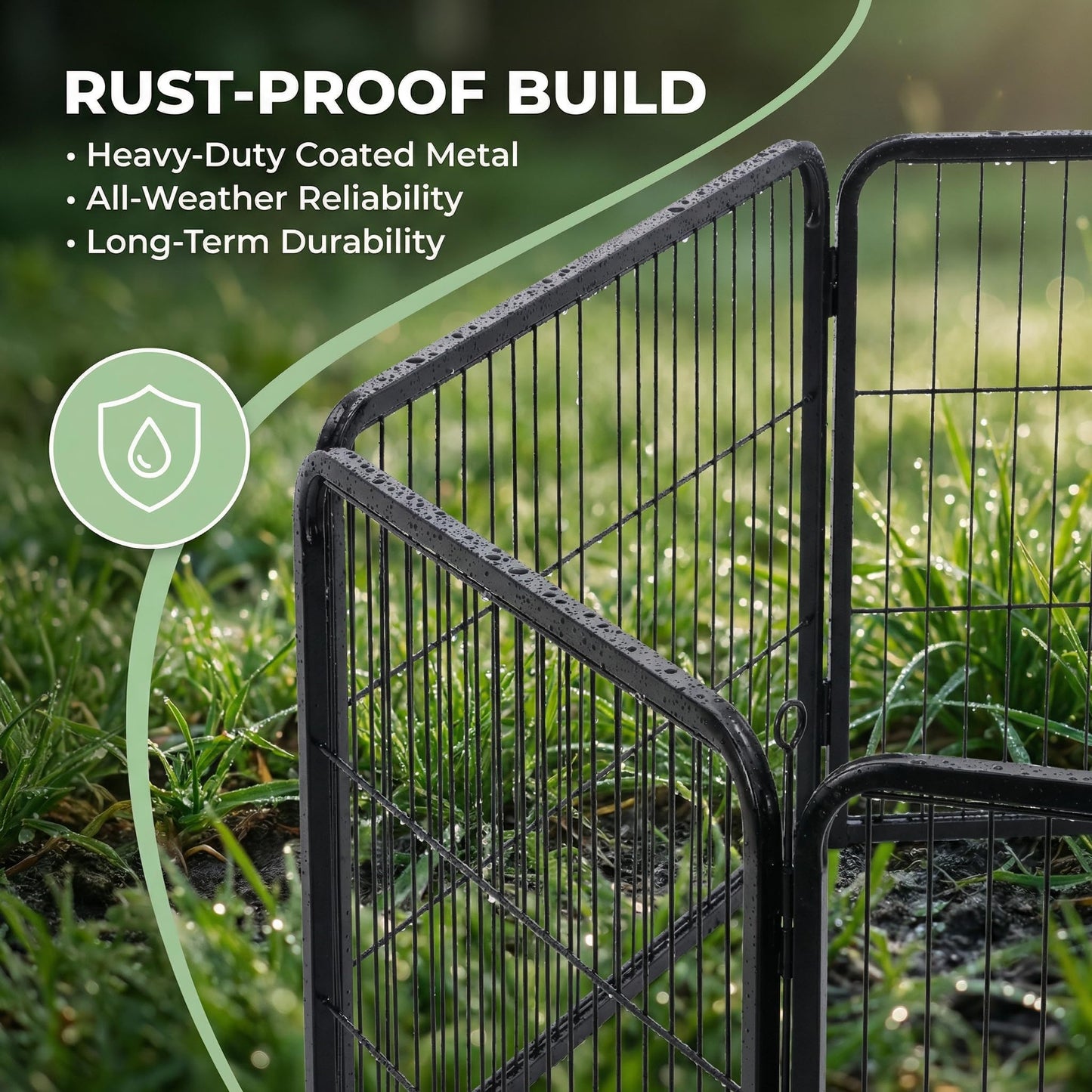 40” Heavy Duty 8-Panel Metal Pet Playpen | Indoor/Outdoor Dog Exercise Pen with Door – for Puppies, Small to Large Dogs, Rabbits | Ideal for Camping, Yard & Garden Use