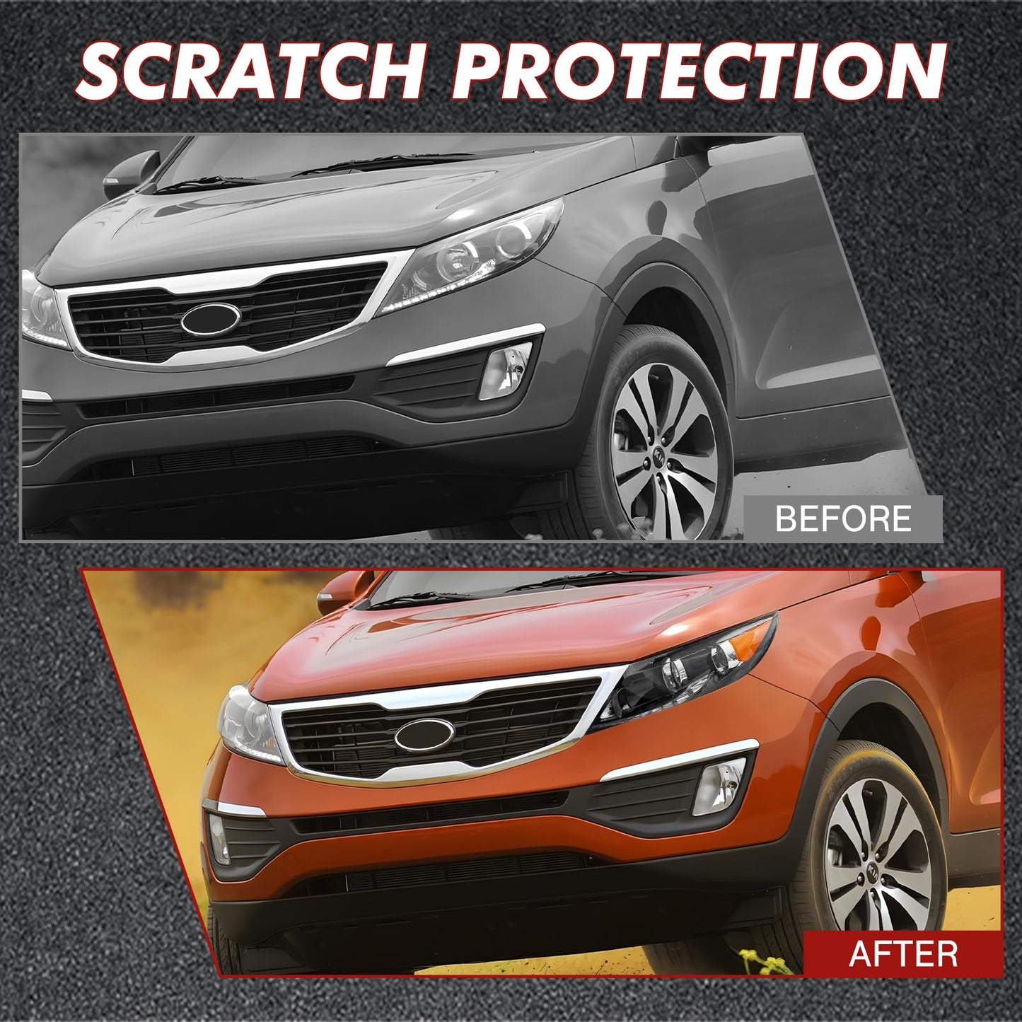 YOOCOO Headlight Assembly Compatible with 2013 2014 2015 2016 KIA Sportage Halogen Headlamp with LED DRL Transparent Lens Replacement Driver and Passenger Side