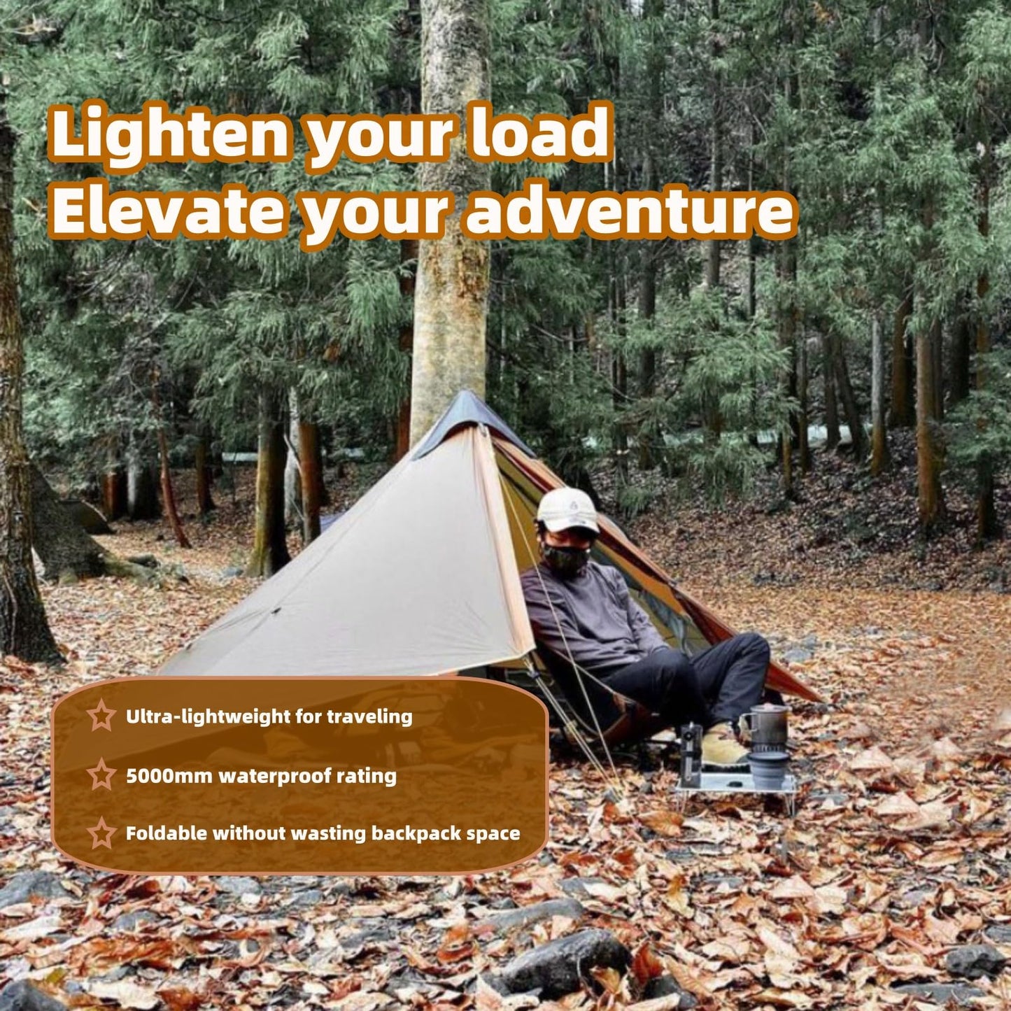 3FULGEAR Ultralight Tent for Backpacking, LANSHAN 1 Trekking Pole Tent 1 Person 3/4 Season Lightweight Easy Set Up Double Layer Shelter Waterproof Tents for Camping Hiking Outdoor Mountaineering