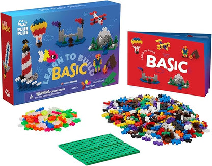 PLUS PLUS Learn to Build Set Interlocking Mini Building Blocks 3D Puzzle Construction Stem Toy for Kids - Basic Mix 400 Pieces