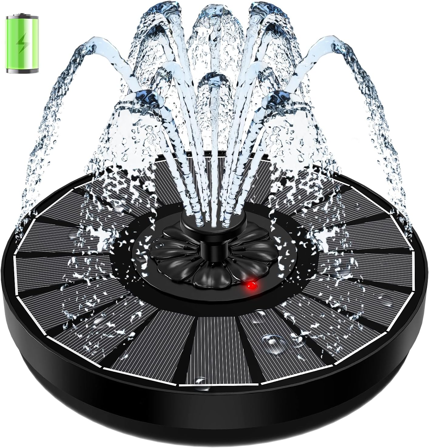 SZMP Solar Fountain - Efficient Outdoor Bird Bath Fountain with 2000mAh Battery | Black Panel