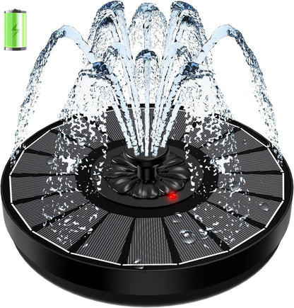 SZMP Solar Fountain - Efficient Outdoor Bird Bath Fountain with 2000mAh Battery | Black Panel