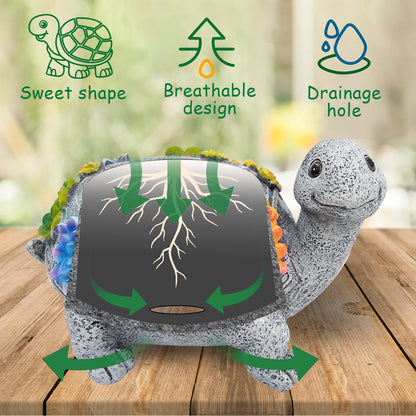 ASDFG Turtle Succulent Planter, Resin Material, Indoor/Outdoor Use, Cute Decor, 5.9" x 3.94" x 3.15"
