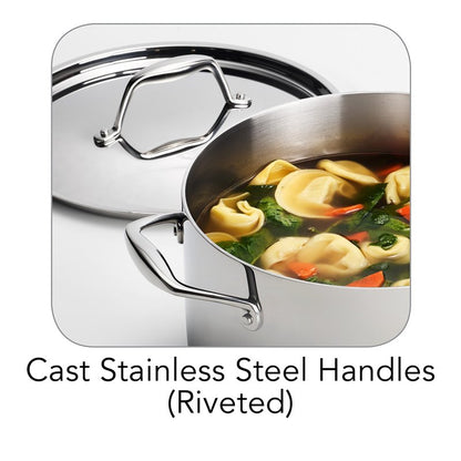 Tramontina Signature Tri-Ply Clad Stainless Steel 6-Quart Sauce Pot with Lid, Induction-Ready Pot, Dishwasher-Safe, NSF-Certified, Made in Brazil