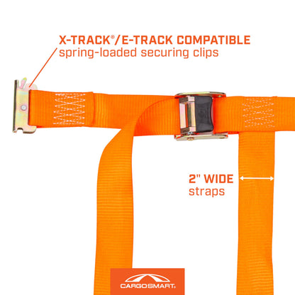 CargoSmart Adjustable Cargo Net — Connects to X-Track and E-Track Systems — 3,600lb Break Strength, 1,200lb Safe Work Load