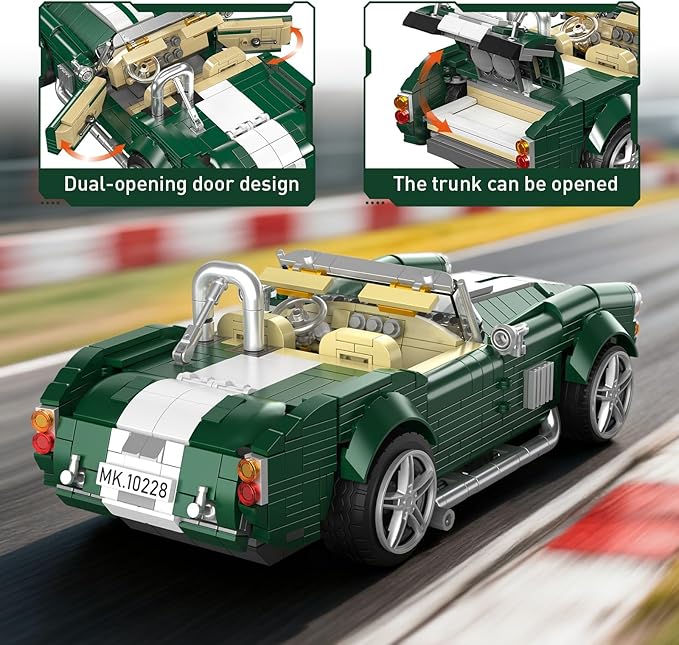 Mould King 10228 Cobra Car Building Sets 1198-Piece MOC Classic Sports Car Building Block Kits Collectible Racing Supercar Model for Adult &amp Teens Age 14+