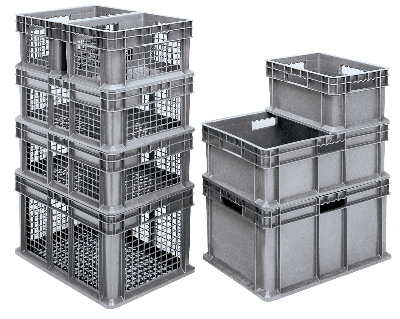 Akro-Mils 37686 Plastic Straight Wall Container Tote with Solid Sides and Solid Base, (24-Inch x 16-Inch x 16-Inch), Gray, (2-Pack)