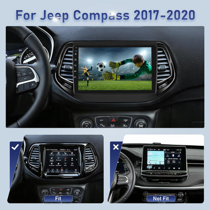 [4 Core 2+64] Volxcereo Car Radio for Jeep Compass 2017 2018 2019 2020, 10.1 inch Android Touchscreen Stereo with Carplay & Android Auto, GPS/WiFi/Bluetooth/SWC/FM/RDS