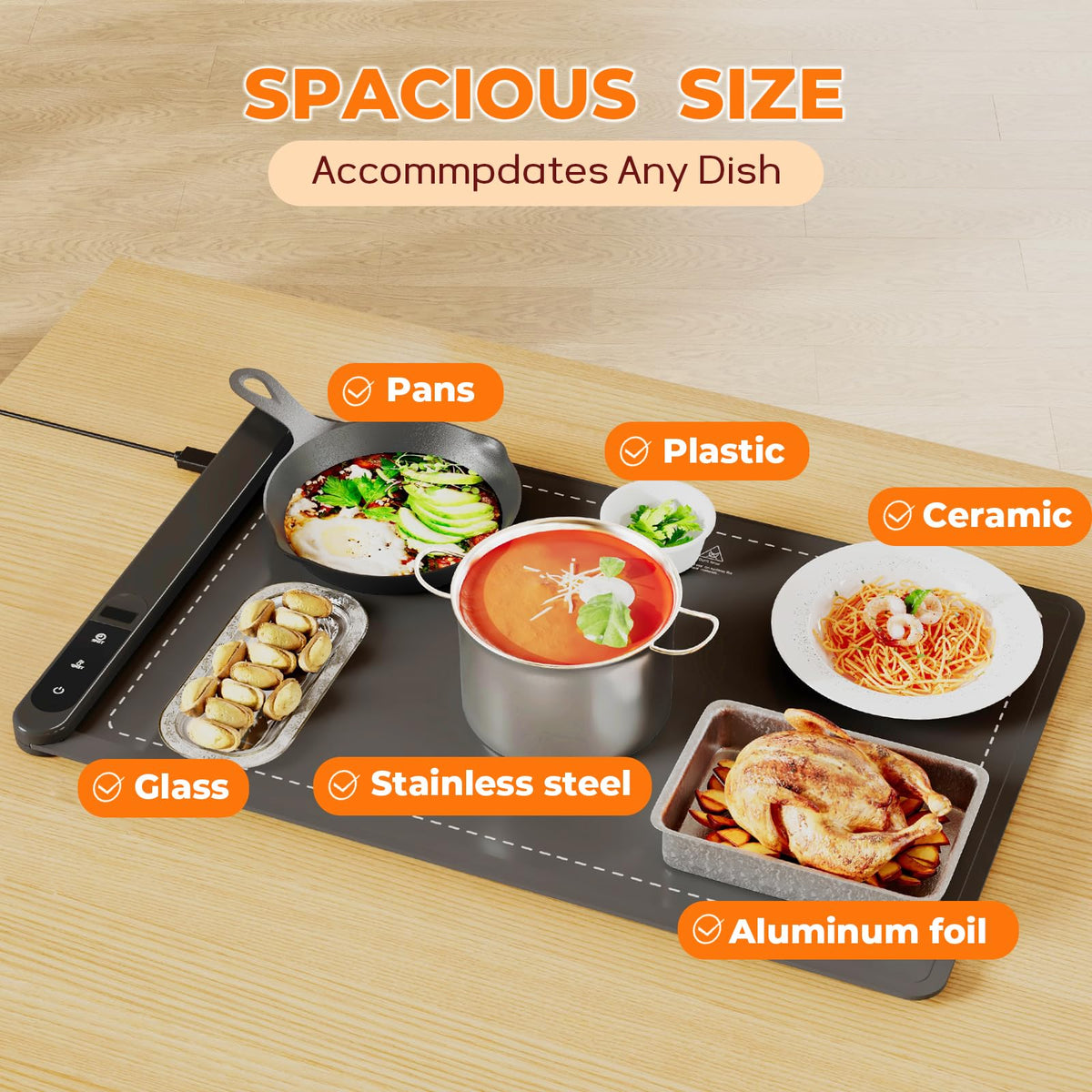 Food Warming Mat for Buffet, Upgrade Graphene Warming, 6 Level Adjustable