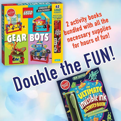 Klutz Lego Gear Bots Science Building Kit Invisible Ink Activity Book 62 Elements to Make 8 Different Versions of Moving Machines