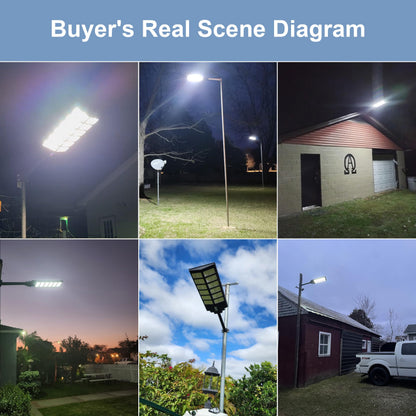 Jadisi 2-Pack Solar Street Light - 9000W Solar Street Lights Outdoor 300000LM, 7000K Commercial Parking Lot Light, Flood Outdoor Lights IP67 Waterproof with Motion Sensor, 3-Year Warranty