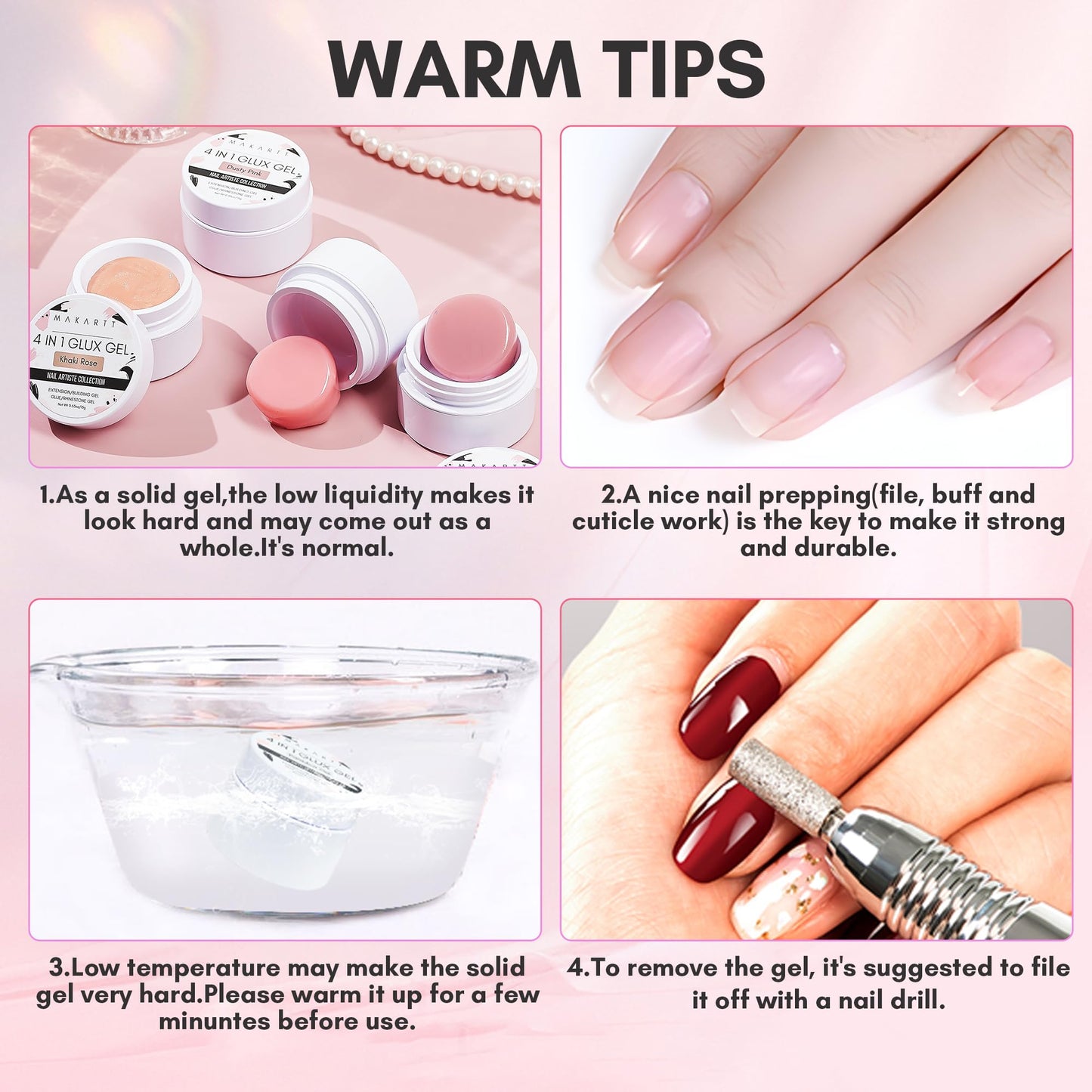Makartt Clear Gel Builder Kit: Self-Levelling, Long Lasting Extension Hard Gels for Strengthener, Broken Nails Repair Gel Kit with Paper Forms, Dual forms, Nail File and Dual-End Brush 1.06 oz