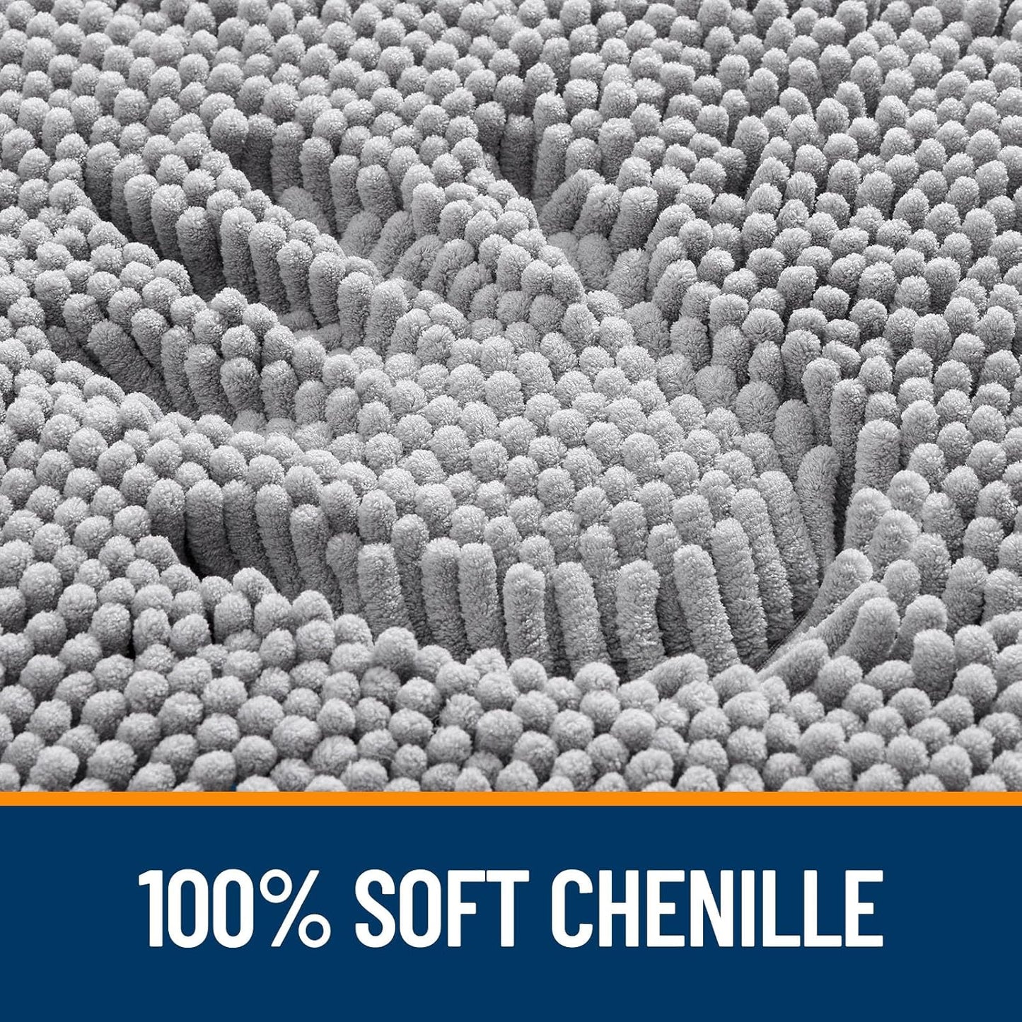 OLANLY Bath Rugs - Extra Soft Chenille with Rubber Backing | Quick Dry, Machine Washable, 24x16, Grey