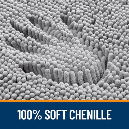 OLANLY Bath Rugs - Extra Soft Chenille with Rubber Backing | Quick Dry, Machine Washable, 24x16, Grey