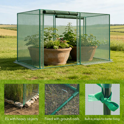 4 x 8 x 6 Ft. Crop Cage for Garden Plants – Plant Protection Tent with Zippered Door, Raised Bed Cover & Sturdy Frame – Wind-Resistant Garden Bed Cover for Outdoor Vegetables & Flowers